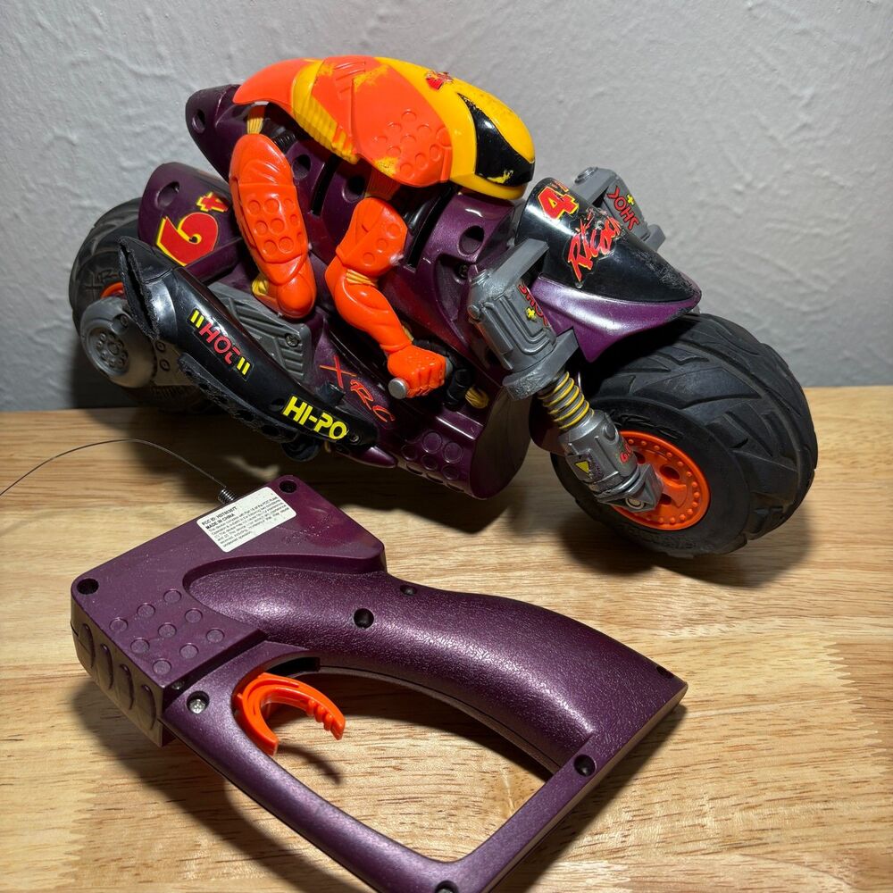 Vintage Tyco Xtreme Moto-X RC Motorcycle Bike w/ Remote Untested Parts Repair